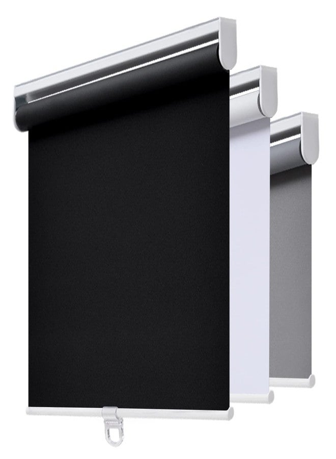 AOSKY Cordless Roller Shades Blackout Blinds for Windows Room Darkening Rolled Up Shades with Spring System, UV Protection Window Shades Door Blinds for Home and Office (23" W x 72" H, Black) - Image 1